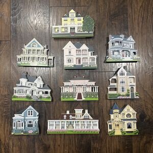 Lot Of 10 Shelias House Vintage Wood Building Shelf Sitter TN PA SC MI CA IA OR